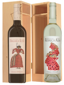Dragaica Rosie & Rusalca Alba cutie lemn | Cadou Selectii Vinuri